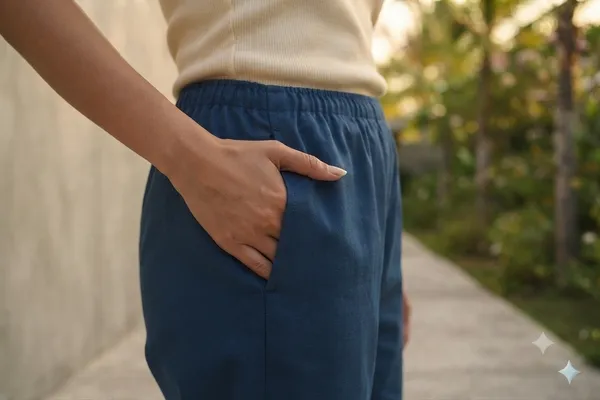 FOLLOWMI_Women's_Solid_Teal_Blue_Straight_Fit_Cotton_Pants_with_Elastic_Waist_&_Side_Pockets