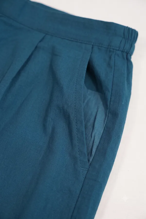 FOLLOWMI_Women's_Solid_Teal_Blue_Straight_Fit_Cotton_Pants_with_Elastic_Waist_&_Side_Pockets
