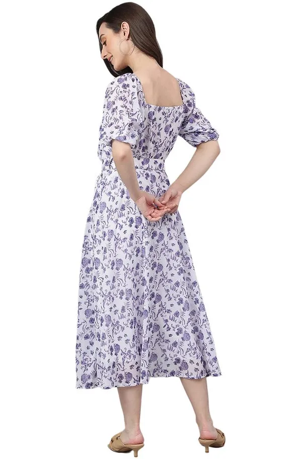 Georgette_Floral_Print_Flared_Western_Dress
