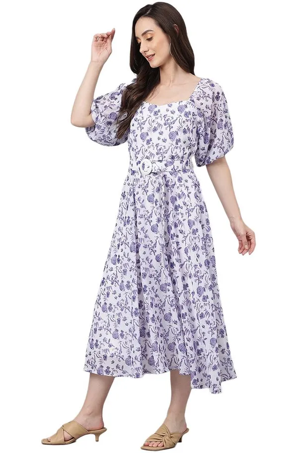 Georgette_Floral_Print_Flared_Western_Dress