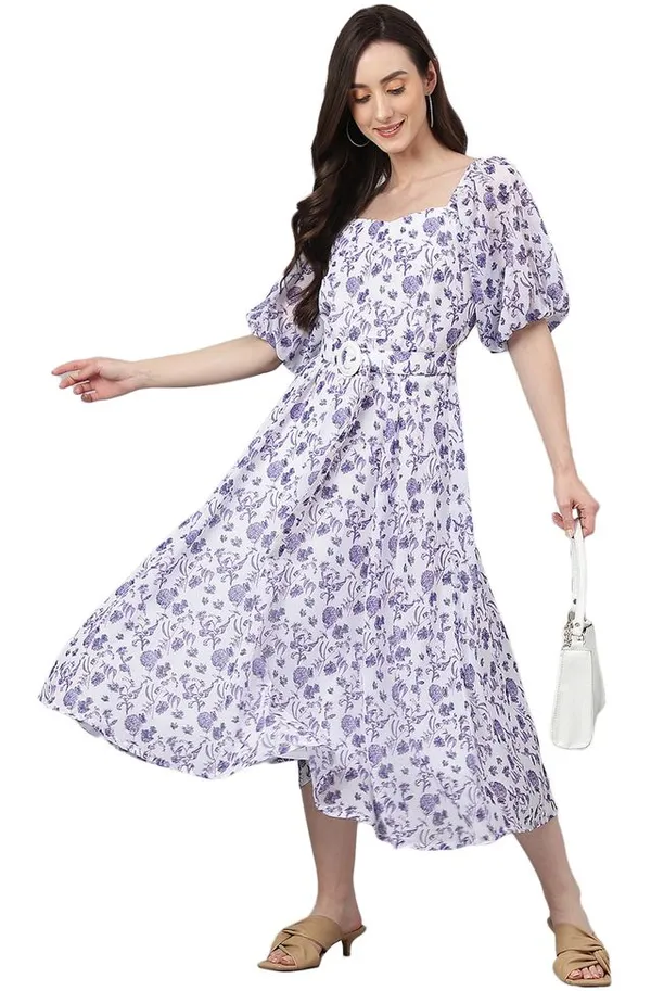 Georgette_Floral_Print_Flared_Western_Dress