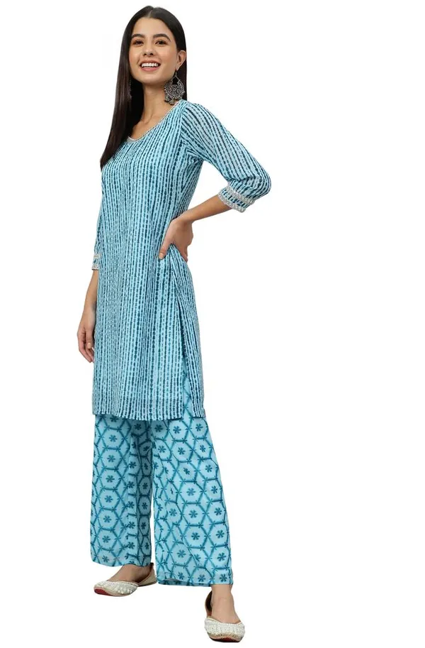 Georgette_Shibori_Print_Straight_Kurta_With_Palazzo