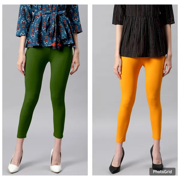 Multicolor_Rayon_Blend_Leggings_With_Elasticated_Waist_For_Women_Combo_Set_(Pack_Of_2)