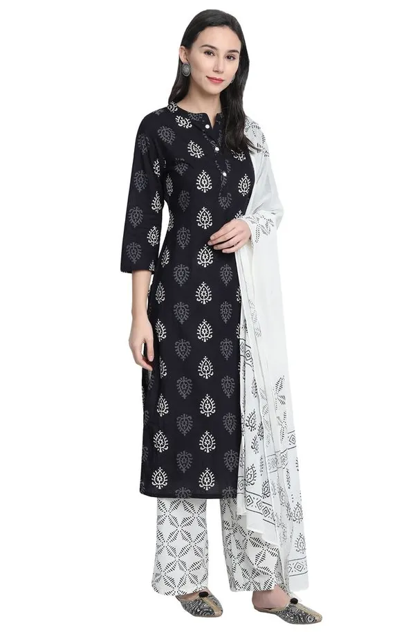 Indian_Womens_Black_Cotton_Kurta_With_Palazzo_and_Dupatta
