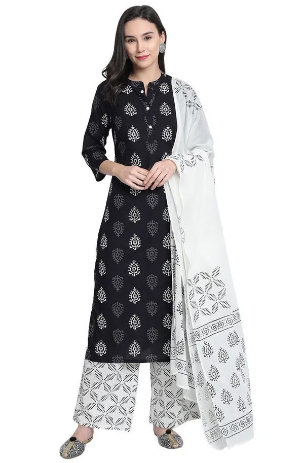 Indian_Womens_Black_Cotton_Kurta_With_Palazzo_and_Dupatta