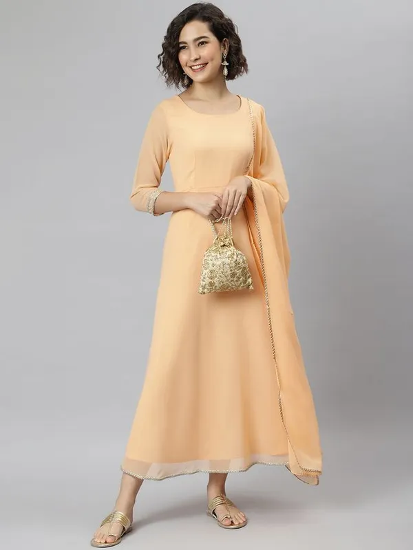 Janasya_Womens_Peach_Poly_Georgette_Kurta_With_Dupatta