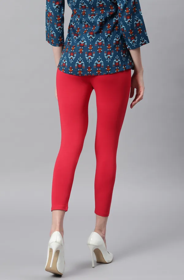 Red_Rayon_Blend_Leggings_With_Elasticated_Waist_For_Women
