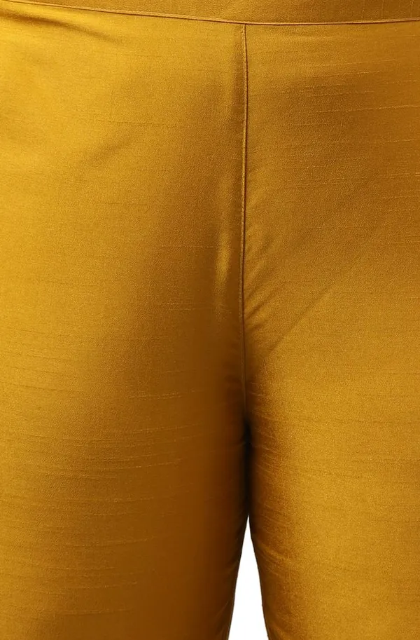 Mustard_Poly_Silk_Solid_Kurta_with_Pant