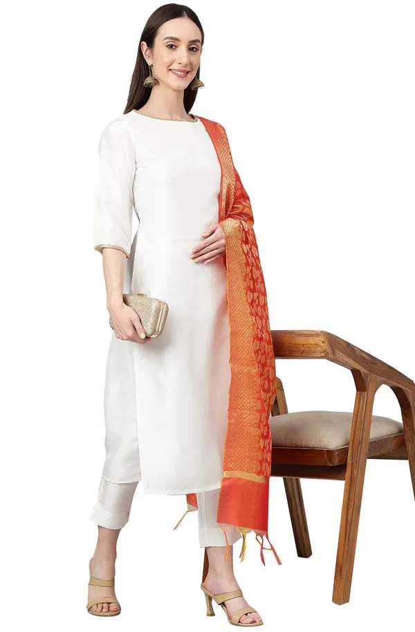 Off_White_Crepe_Silk_Solid_Kurta_with_Pant_and_Dupatta