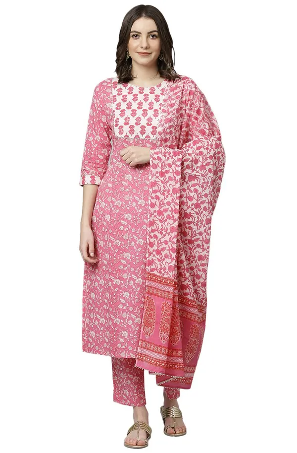 Pink_Cotton_Kurta_with_Pant_and_Dupatta_For_Women