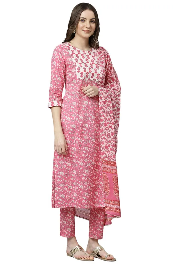 Pink_Cotton_Kurta_with_Pant_and_Dupatta_For_Women