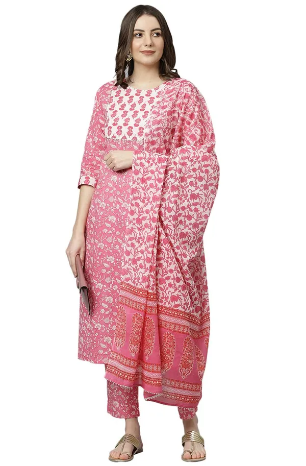 Pink_Cotton_Kurta_with_Pant_and_Dupatta_For_Women