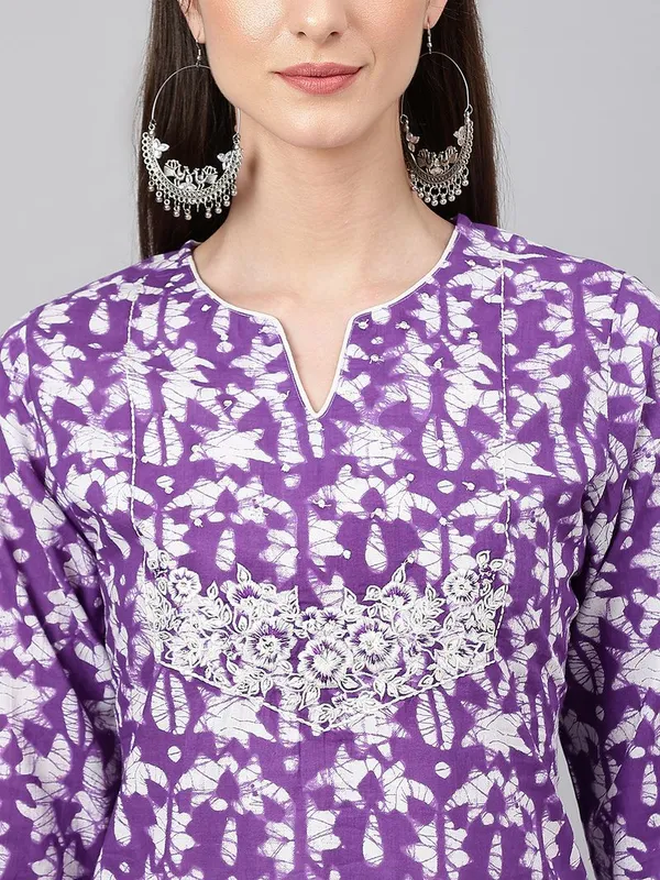 Purple_Cotton_Batik_Print_Straight_Kurta