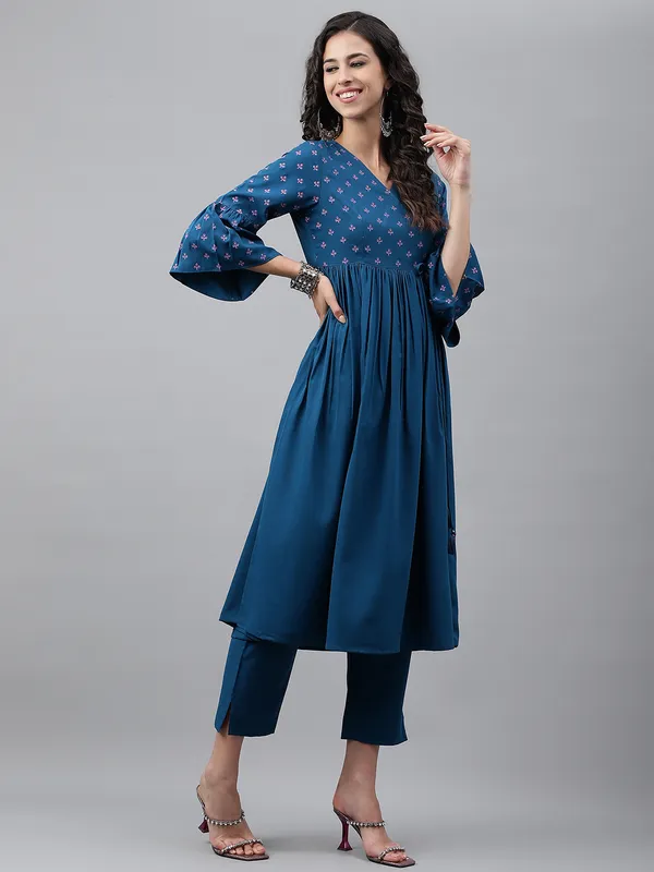 Blue_Crepe_Solid_Angrakha_Kurta_For_Women