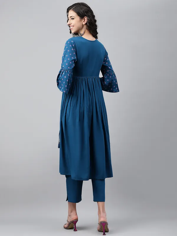 Blue_Crepe_Solid_Angrakha_Kurta_For_Women