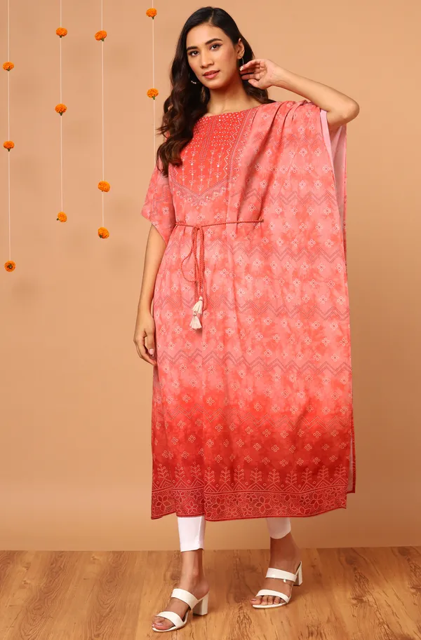 Peach_Poly_Georgette_Kaftan_For_Women