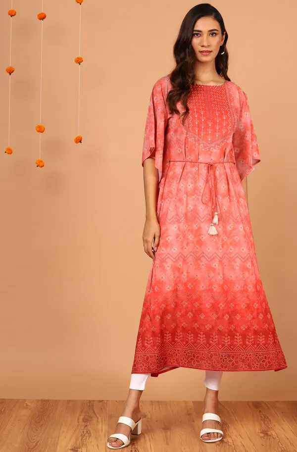 Peach_Poly_Georgette_Kaftan_For_Women