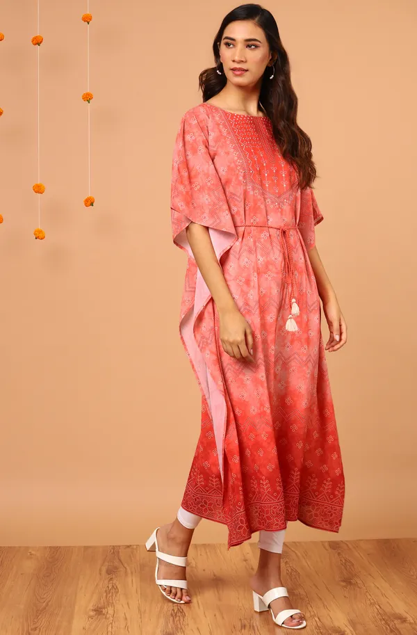 Peach_Poly_Georgette_Kaftan_For_Women