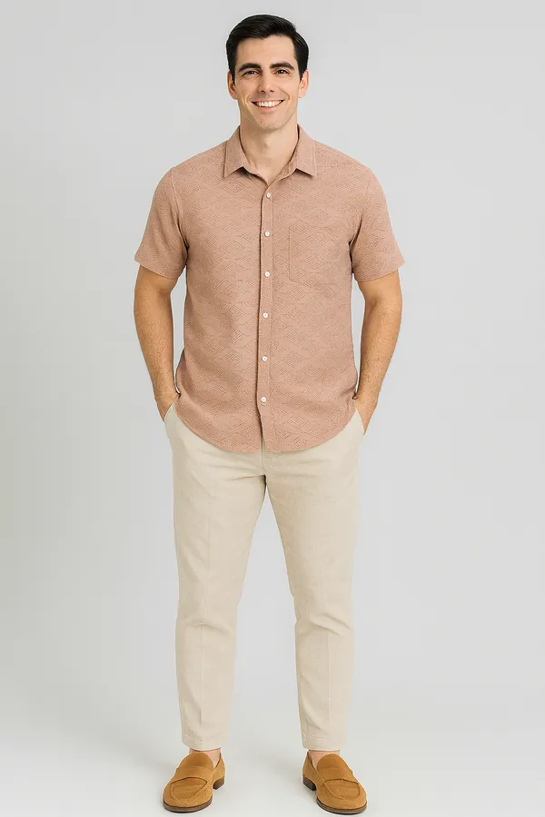MENS_DUSTY_PEACH_COLOUR_JACQUARD_DESIGN_HALF_SLEVEES_SHIRT