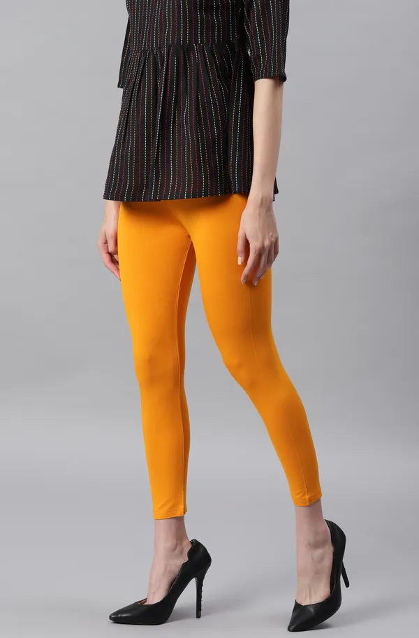 Mustard_Rayon_Blend_Leggings_With_Elasticated_Waist_For_Women