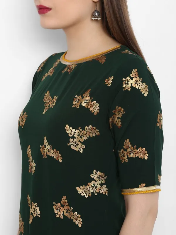 Womens_Dark_Green_Poly_Crepe_Gold_Print_Kurti_with_Sharara_and_Dupatta
