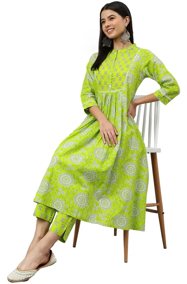 Womens_Light_Green_Cotton_Block_Printed_Kurta_with_Pant