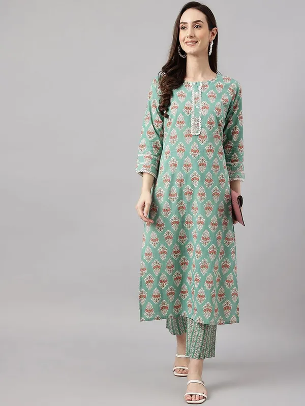 Womens_Mint_Green_Cotton_Floral_Print_Kurta_with_Pant