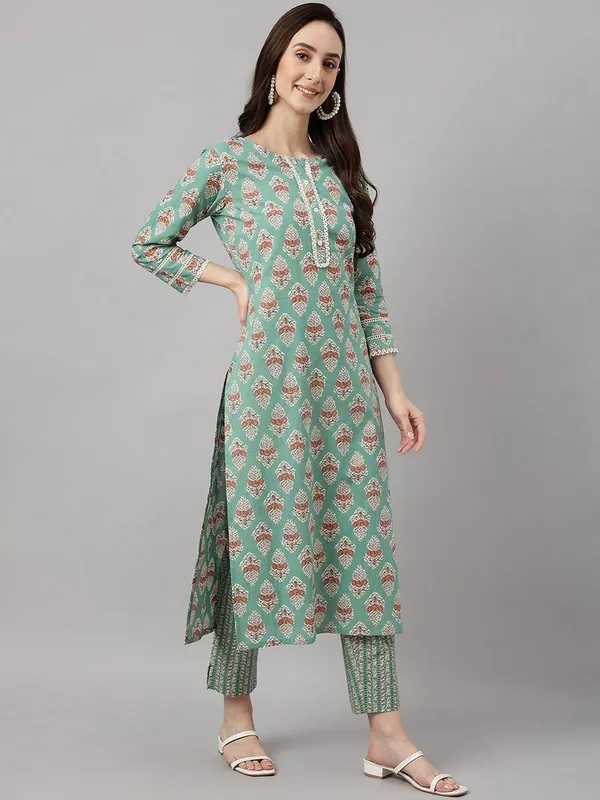 Womens_Mint_Green_Cotton_Floral_Print_Kurta_with_Pant