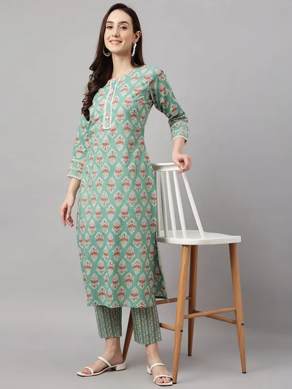 Womens_Mint_Green_Cotton_Floral_Print_Kurta_with_Pant
