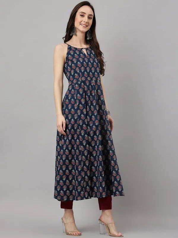Womens_Navy_Blue_Cotton_Botanical_Print_Anarkali_Kurta