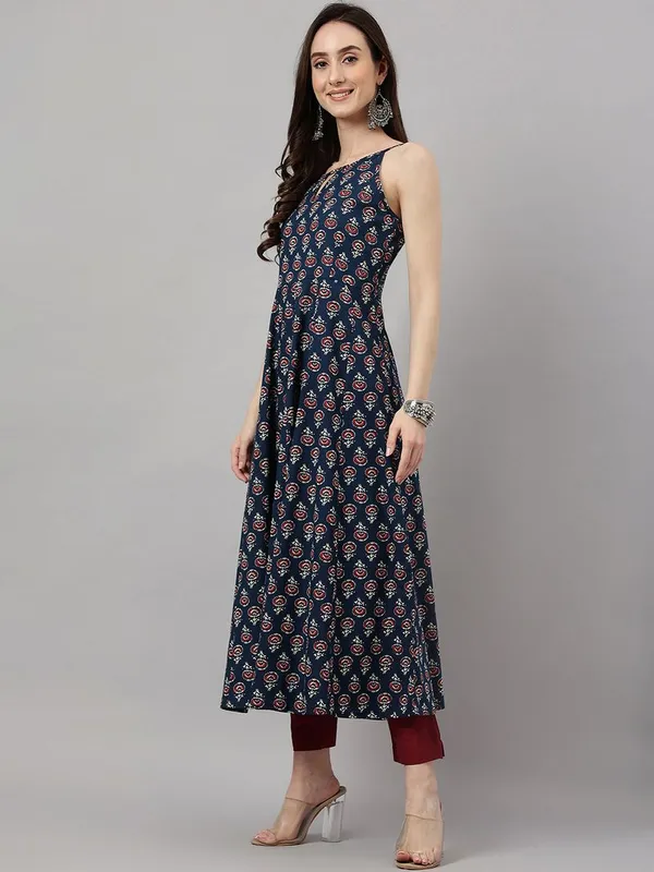 Womens_Navy_Blue_Cotton_Botanical_Print_Anarkali_Kurta