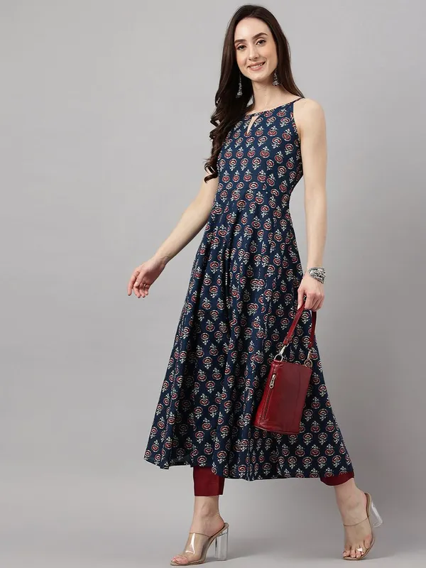 Womens_Navy_Blue_Cotton_Botanical_Print_Anarkali_Kurta