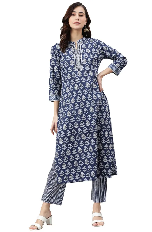 Womens_Navy_Blue_Cotton_Kurta_with_Pant