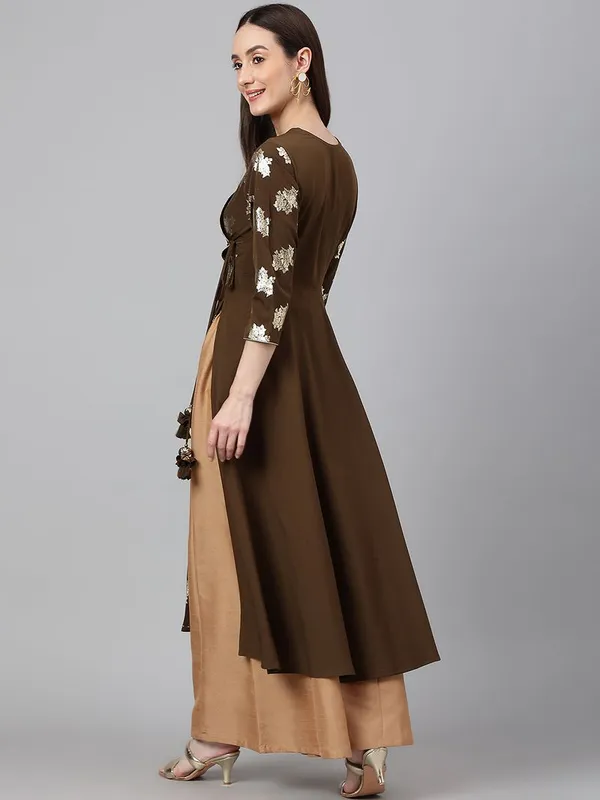 Womens_Olive_Crepe_Foil_Print_Angrakha_Kurta