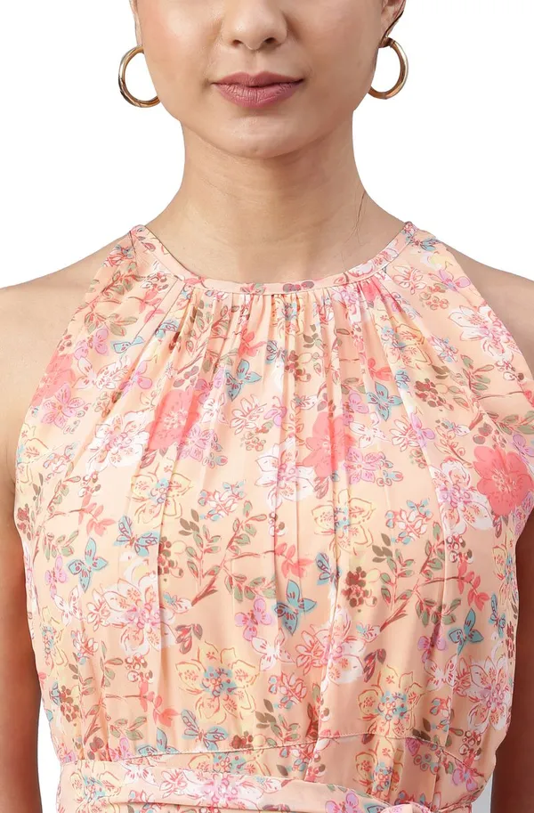 Womens_Peach_Georgette_Floral_Print_A-line_Western_Dress