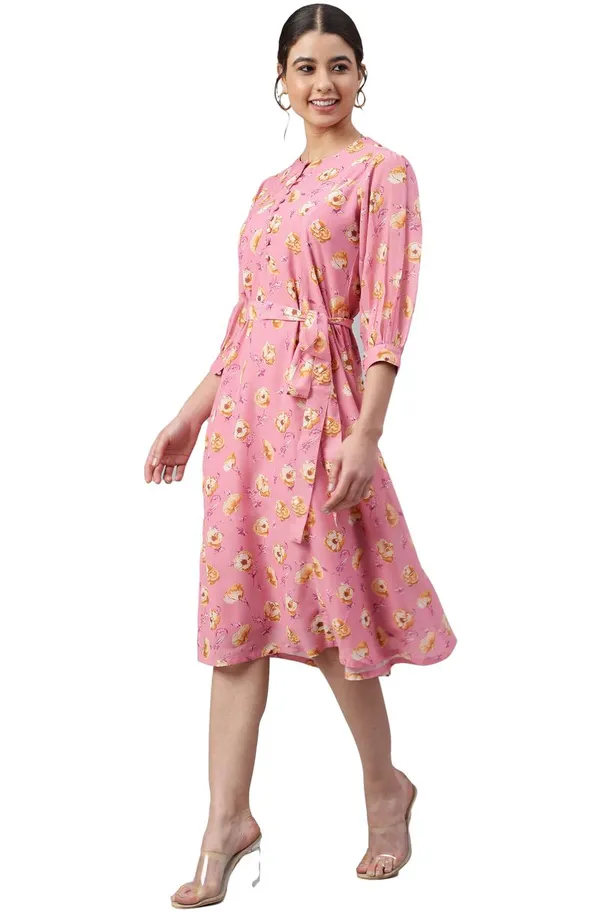 Womens_Pink_Georgette_Floral_Print_A-line_Western_Dress