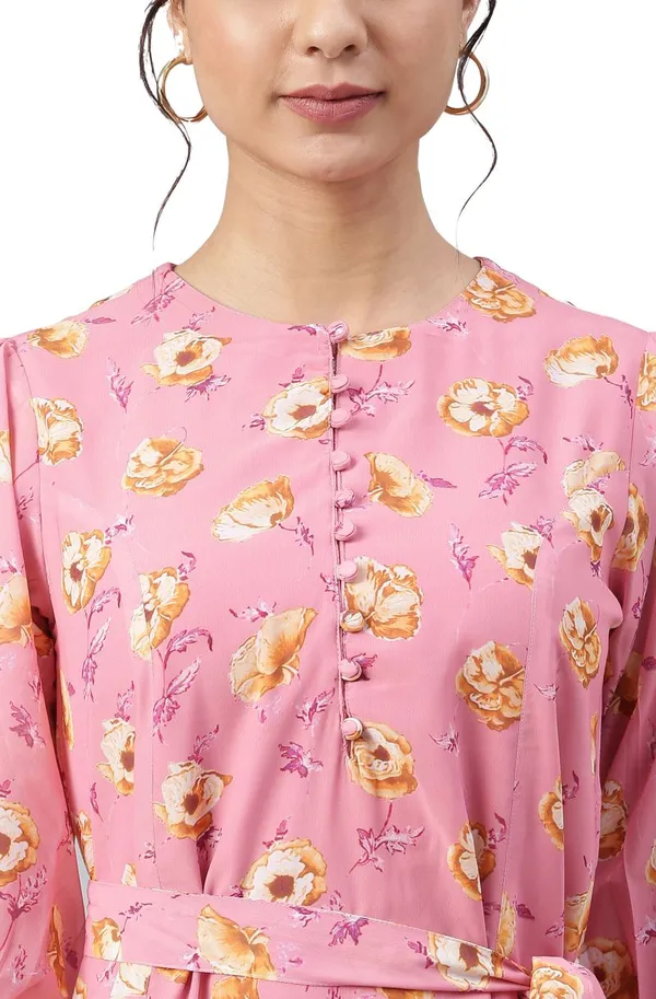 Womens_Pink_Georgette_Floral_Print_A-line_Western_Dress