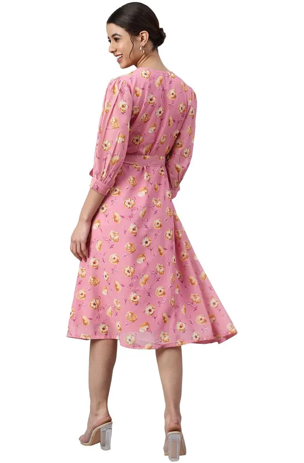 Womens_Pink_Georgette_Floral_Print_A-line_Western_Dress