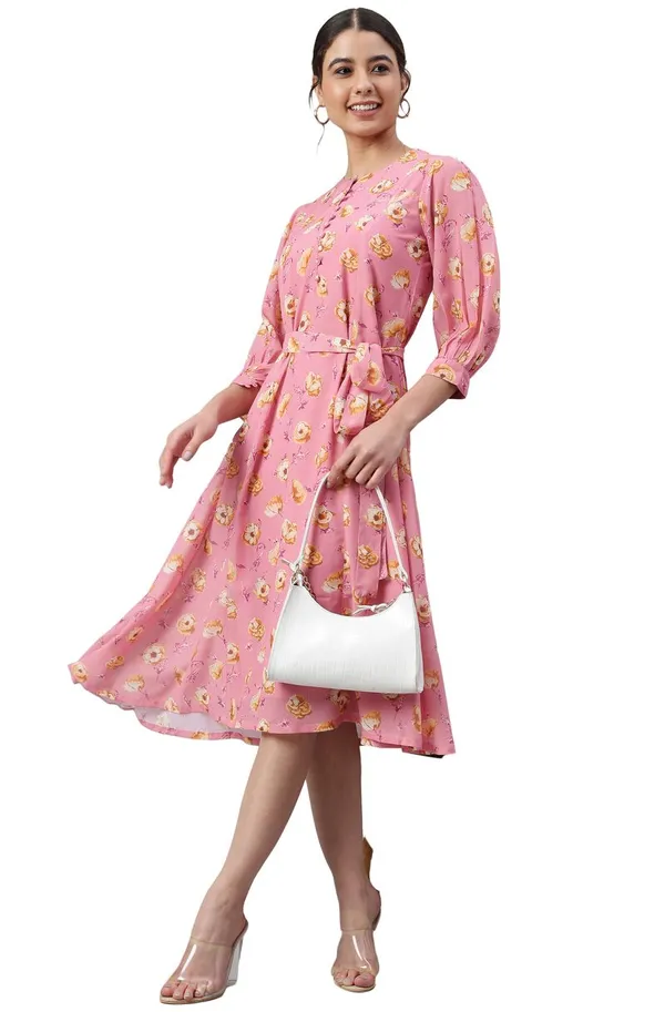 Womens_Pink_Georgette_Floral_Print_A-line_Western_Dress