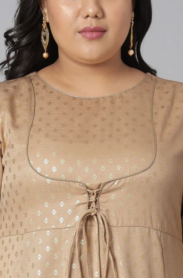 Womens_Plus_Size_Beige_Poly_Silk_Kurta