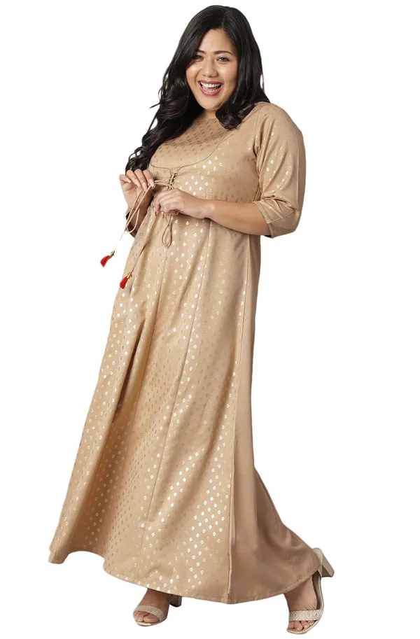 Womens_Plus_Size_Beige_Poly_Silk_Kurta