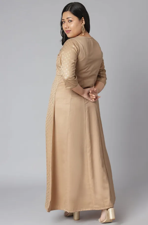 Womens_Plus_Size_Beige_Poly_Silk_Kurta