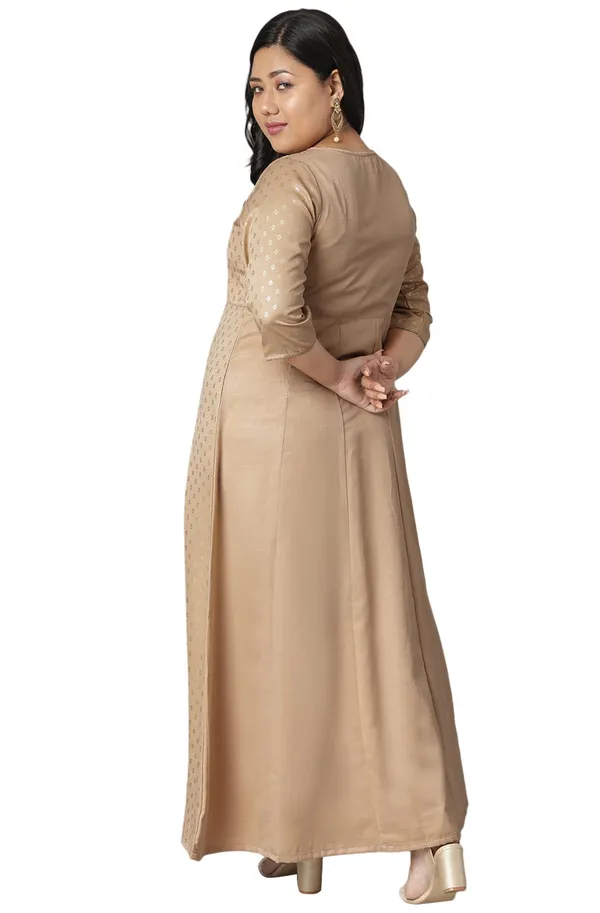 Womens_Plus_Size_Beige_Poly_Silk_Kurta