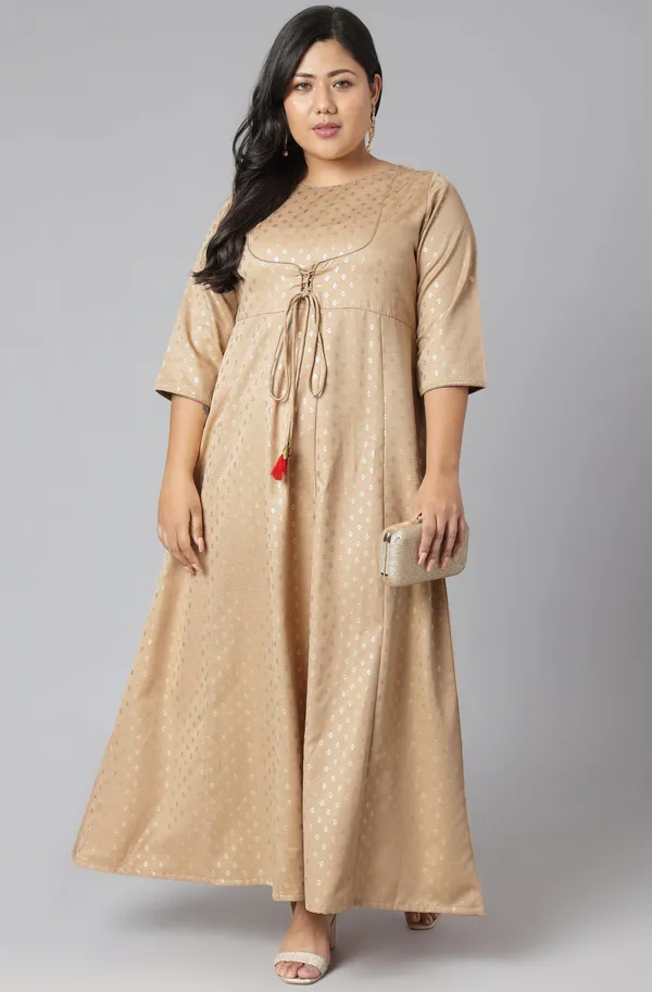 Womens_Plus_Size_Beige_Poly_Silk_Kurta