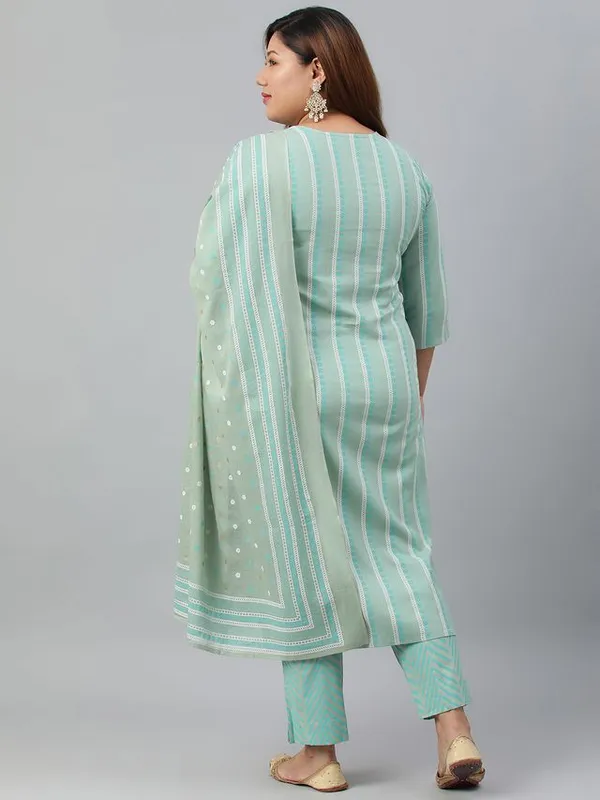 Womens_Plus_Size_Mint_Green_Rayon_Kurta_With_Pant_and_Dupatta_Plus_Size