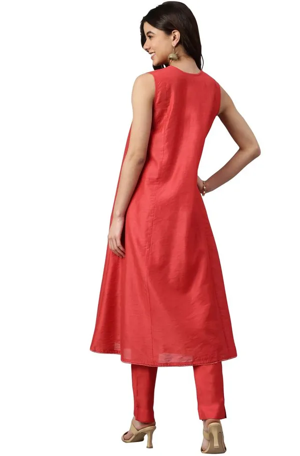 Womens_Red_Art_Silk_Solid_Kurta_With_Pant