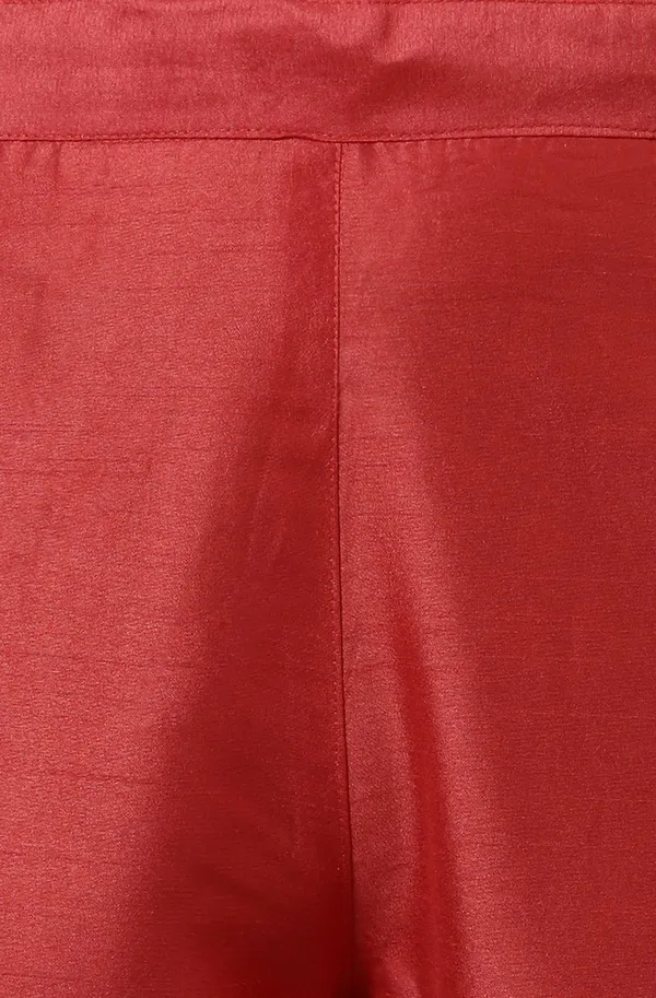 Womens_Red_Poly_Silk_Kurta_with_Pant_and_Dupatta
