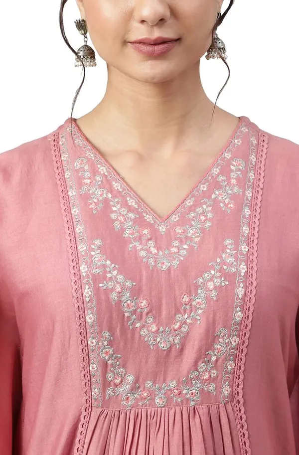 Womens_Rose_Red_Polyester_Solid_Kurta_with_Pant