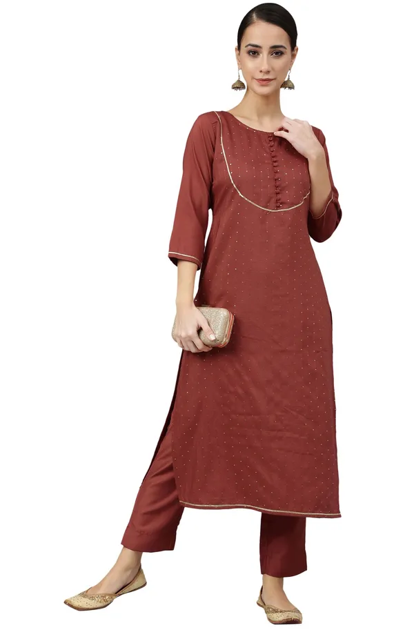Womens_Rust_Poly_Silk_Sequined_Kurta_with_Pant