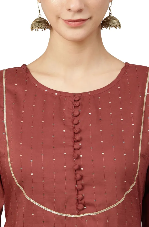 Womens_Rust_Poly_Silk_Sequined_Kurta_with_Pant